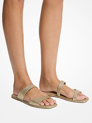 Jaida Glitter Embellished Leather Sandal