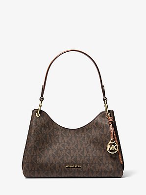 Schultertasche Joan Medium mit Signature-Logomuster