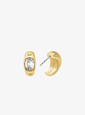 Precious Metal-Plated Cubic Zirconia Huggie Hoop Earrings