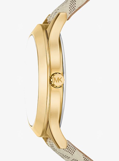 Mini Aspyn Gold-Tone and Signature Logo Watch