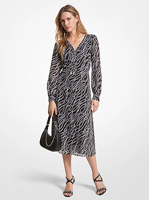Vestido midi de georgette con estampado status