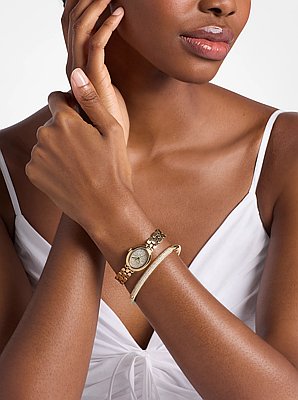 Petite Maude Gold-Tone Watch and Pav&eacute; Bangle Jewelry Gift Set