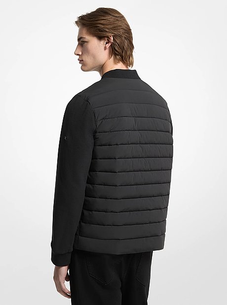 Mixed-Media Quilted Bomber Jacket