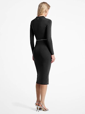 Stretch Knit Belted Dress