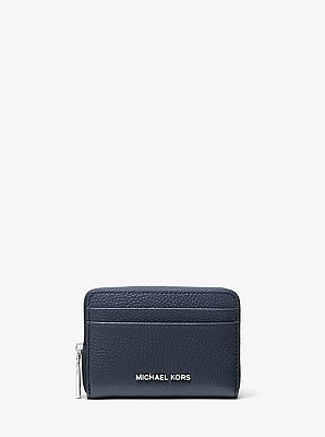 Petit porte-cartes enti&egrave;rement zipp&eacute; Jet Set en cuir grain&eacute;