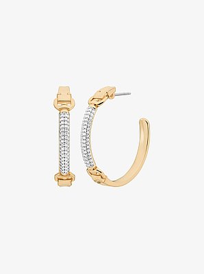 Pav&eacute; Horsebit Hoop Earrings