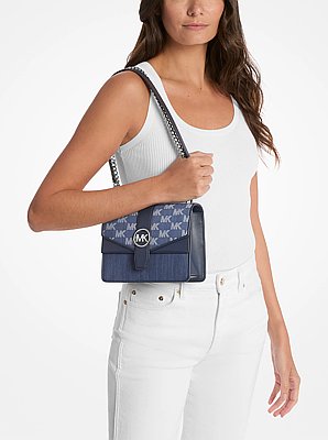 Greenwich Small Logo Jacquard Denim Crossbody Bag
