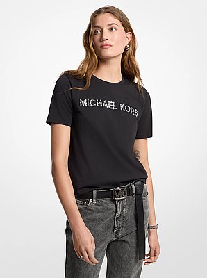 Embellished Logo Cotton Jersey T-Shirt
