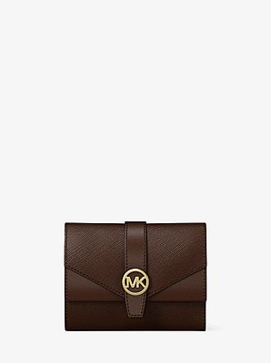 Portefeuille &agrave; trois volets Greenwich de taille moyenne en cuir Saffiano