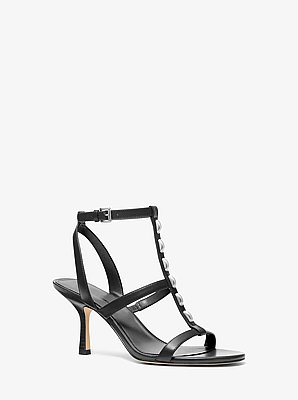 Nara Studded Leather Sandal in BLACK | Michael Kors image number 0