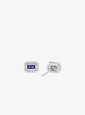 Precious Metal-Plated Sterling Silver Pav&eacute; Halo Stud Earrings