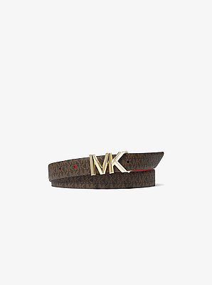 Reversible Signature Logo and Crocodile Embossed Leather Waist Belt