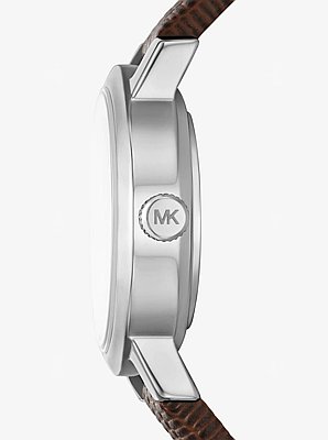 Petite montre Maude de ton argent et en cuir gaufr&eacute; &agrave; motif de l&eacute;zard