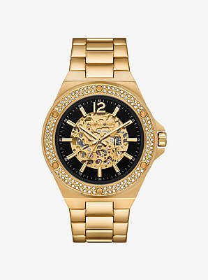 Montre surdimensionn&eacute;e Lennox de ton or &agrave; pav&eacute;