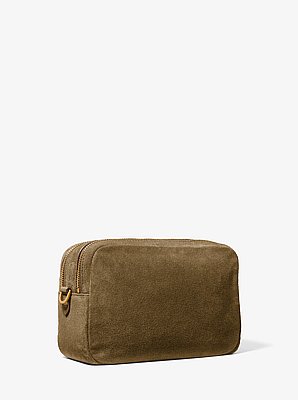Camera bag a tracolla Bryant media in pelle scamosciata intrecciata
