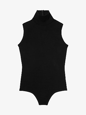 Stretch Viscose Knit Turtleneck Bodysuit