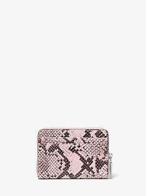 Jet Set Small Snake Embossed Leather Wallet