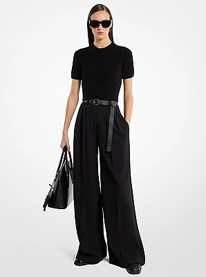 Shannon High-Rise Stretch Wool Crepe Wide-Leg Trousers