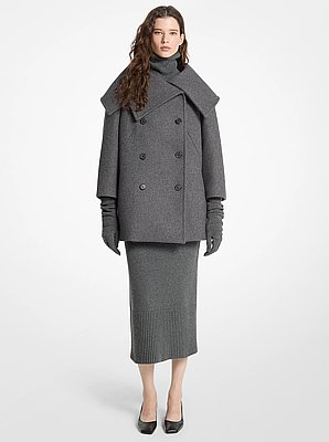 Wool Melton Portrait Collar Peacoat