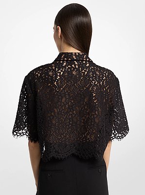 Floral Corded Lace Cropped Shirt