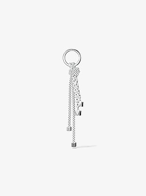 Silver-Tone and Speckled Cord Bag Charm