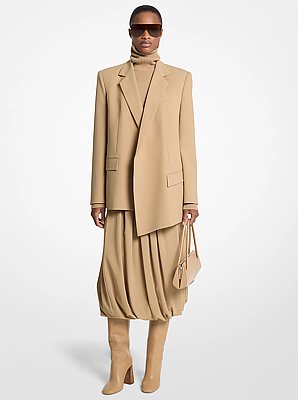 Stretch Wool Crepe Asymmetric Blazer