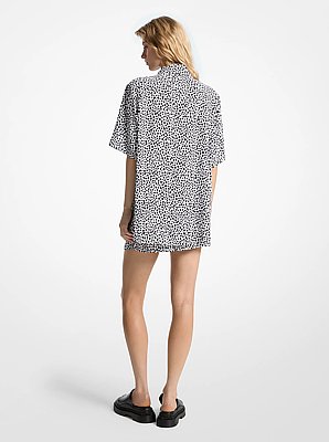 Cheetah Print Satin Camp Shirt