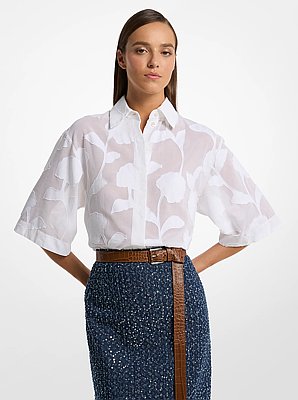 Floral Fil Coup&eacute; Cotton Shirt