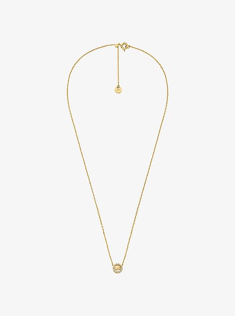 Pav&eacute; Logo Charm Necklace