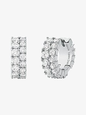 Double Pav&eacute; Huggie Earrings