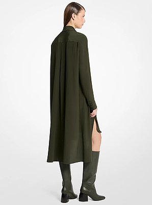 Silk Crepe De Chine High-Low Shirtdress