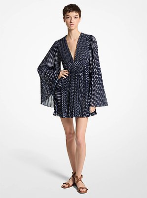 Abito in georgette a pois con pieghe