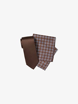 Silk Tie and Printed Pocket Square Gift Set