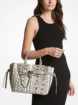 Bolso satchel Hamilton Legacy grande de piel de serpiente con cintur&oacute;n