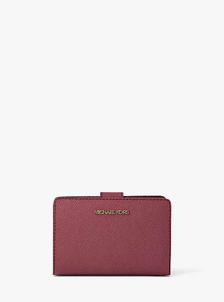 Cartera mediana de piel de grano cruzado