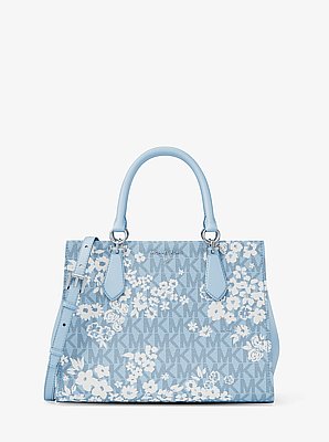 Bolso satchel Marilyn mediano con estampado de nuestro logotipo exclusivo in OC&Eacute;ANO P&Aacute;LIDO | Michael Kors image number 0