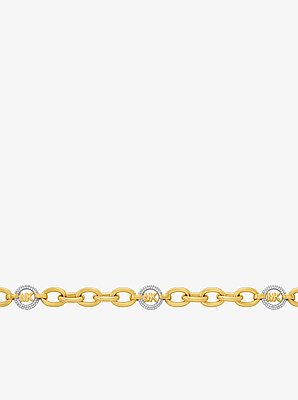 Pav&eacute; MK Pop Charm Chain-Link Necklace