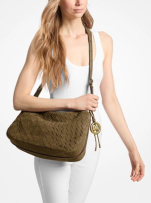 Nolita Medium Hand-Woven Suede Shoulder Bag