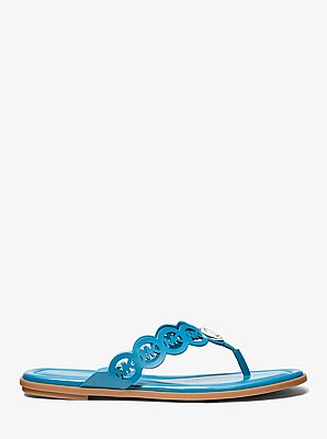 Sandale Janie aus Leder mit Logoperforationen