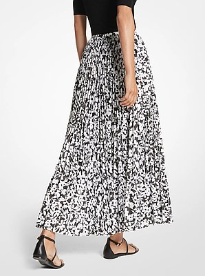 Floral Poplin Pleated Skirt