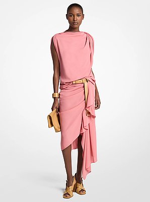 Wool Crepe Draped Blouse