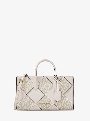 Mirella Small Woven Signature Logo Satchel