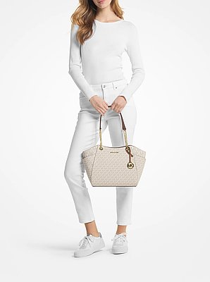 Jet Set Large Signature Logo Shoulder Bag