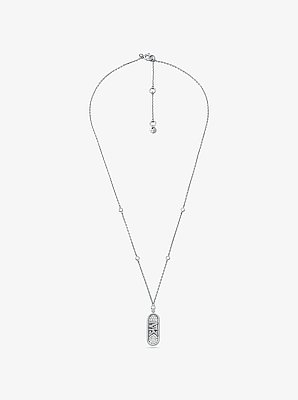 Pav&eacute; Precious Metal-Plated and Sterling Silver Empire Logo Necklace
