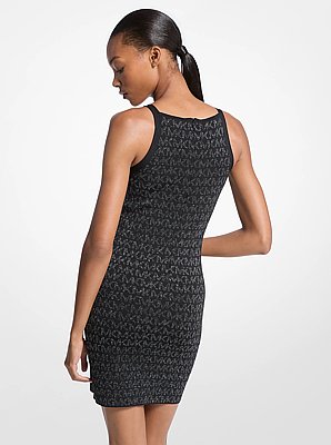 Vestido sin mangas con jacquard con logotipo metalizado