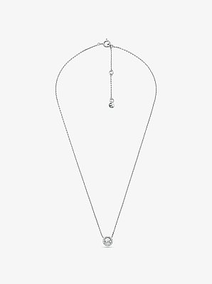 Fulton Precious-Metal Plated Sterling Silver Pav&eacute; Logo Charm Necklace