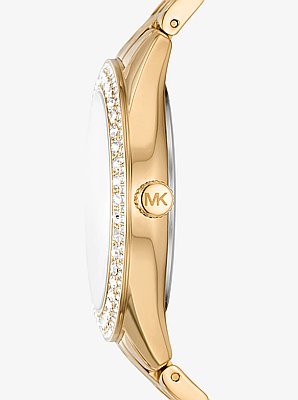 Harlowe Pav&eacute; Gold-Tone Watch