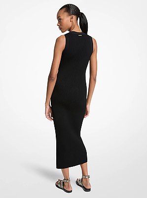 Ribbed Stretch Viscose Midi Dress