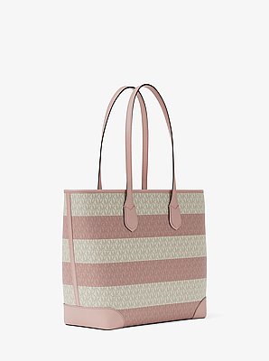 Bolso tote Eva grande a rayas con logotipo exclusivo