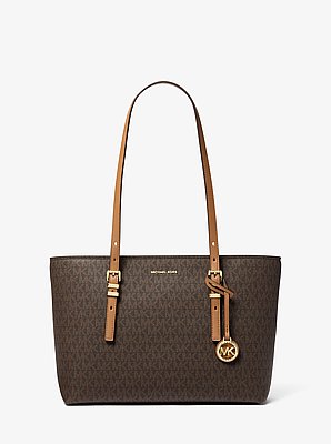 Quinn Medium Signature Logo and Leather Tote Bag